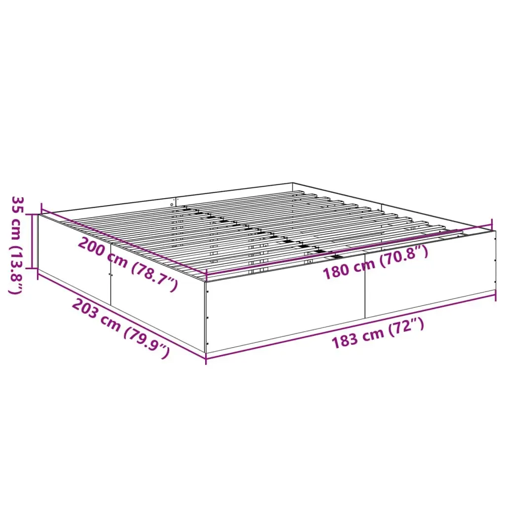 Bed Frame White 183x203 cm King Size Engineered Wood 3280993