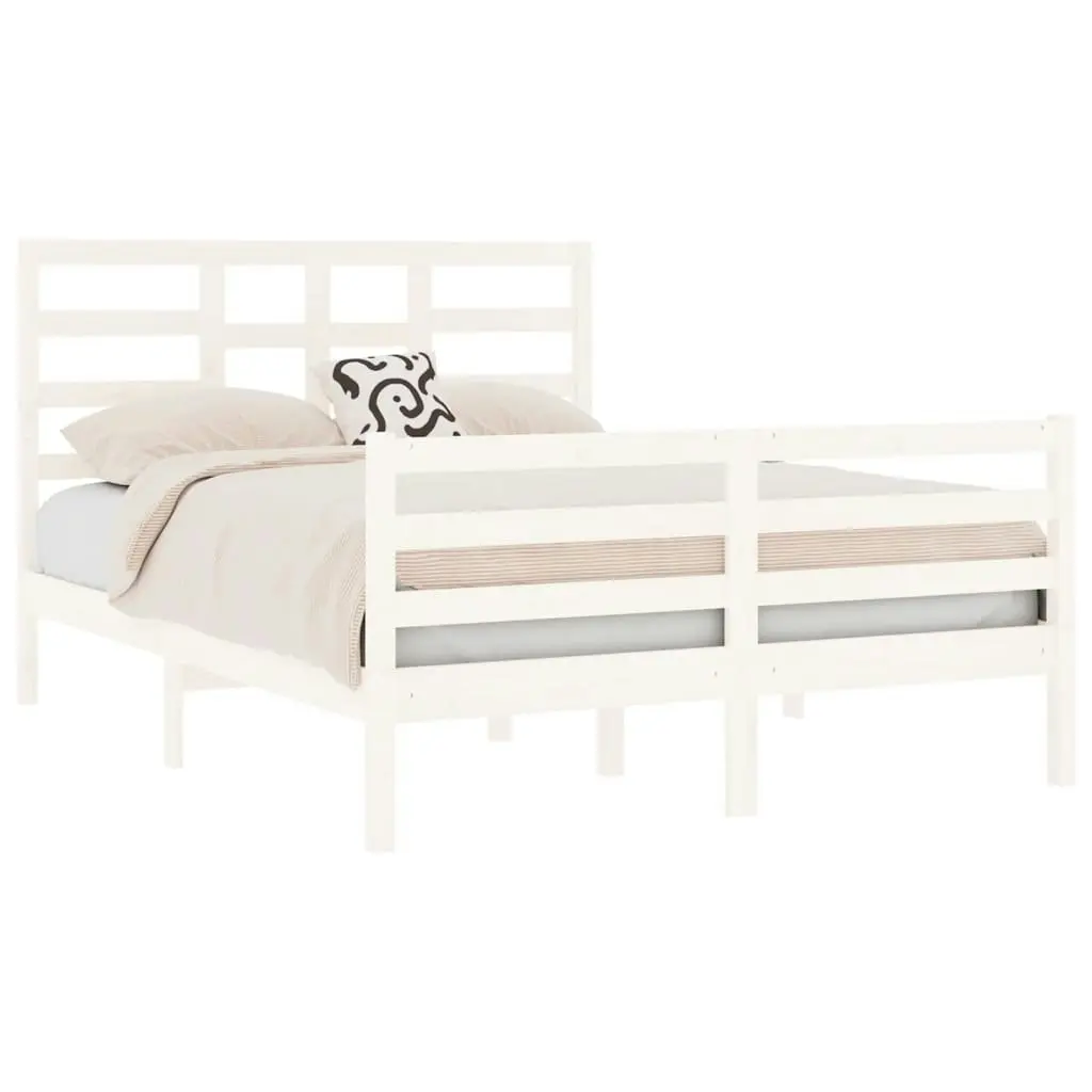 Bed Frame without Mattress White Solid Wood 135x190 cm 3105836