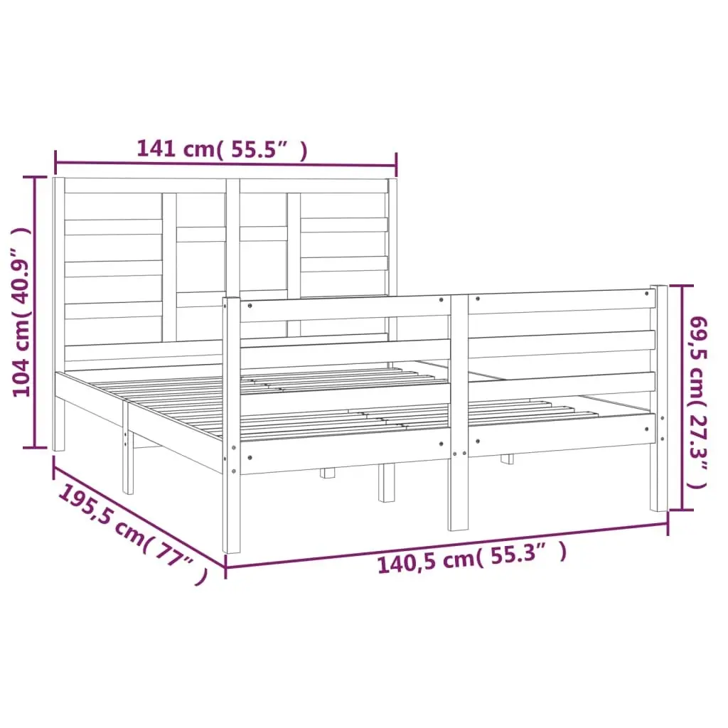 Bed Frame without Mattress White Solid Wood 135x190 cm 3105836