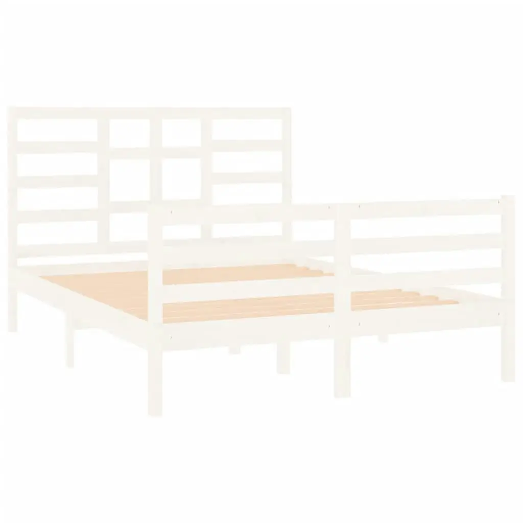 Bed Frame without Mattress White Solid Wood 135x190 cm 3105836