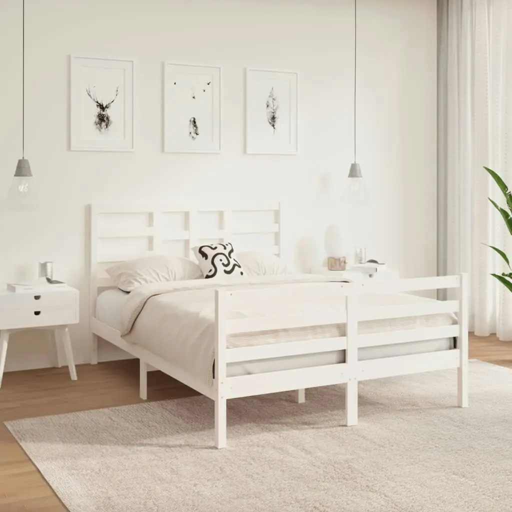 Bed Frame without Mattress White Solid Wood 135x190 cm 3105836