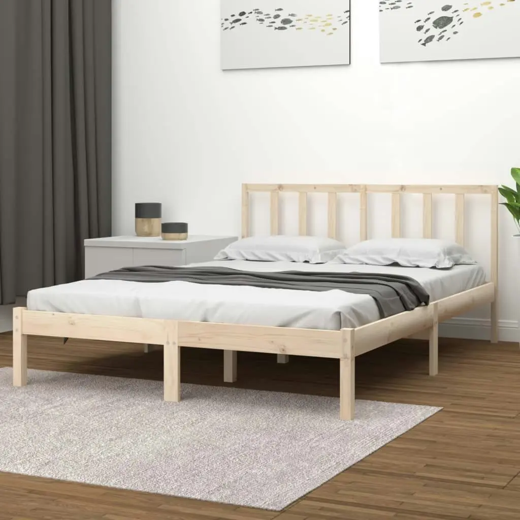 Bed Frame Solid Wood Pine 153x203 cm Queen Size 3105076