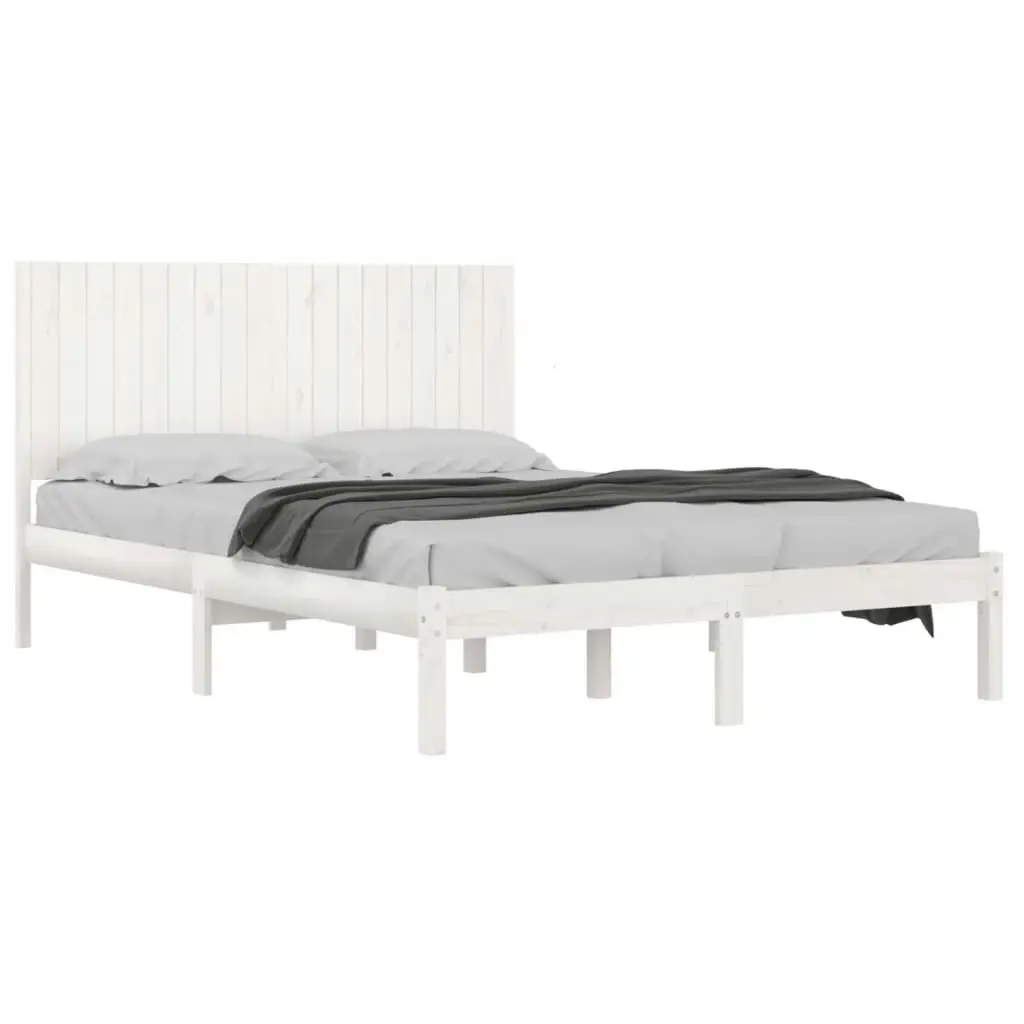 Bed Frame without Mattress White 183x203 cm King Solid Wood 3104429