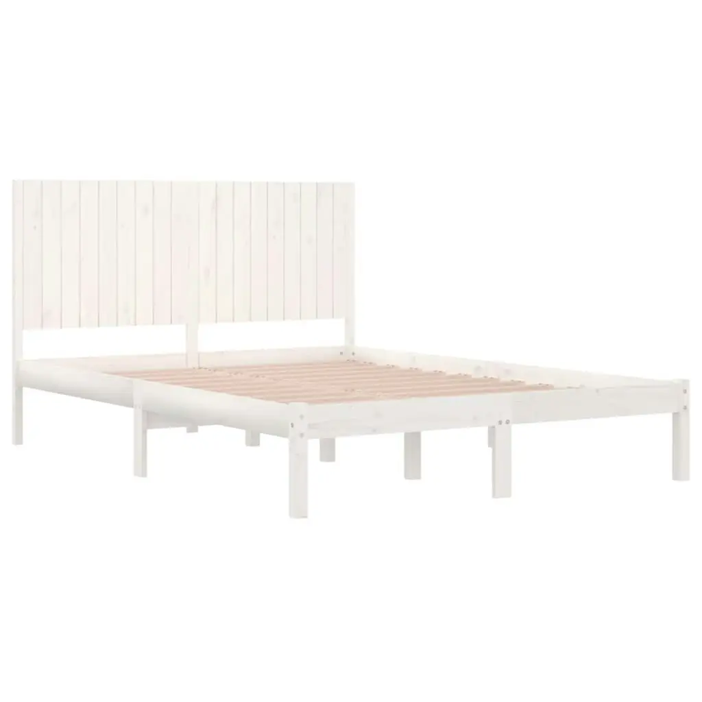 Bed Frame without Mattress White 183x203 cm King Solid Wood 3104429