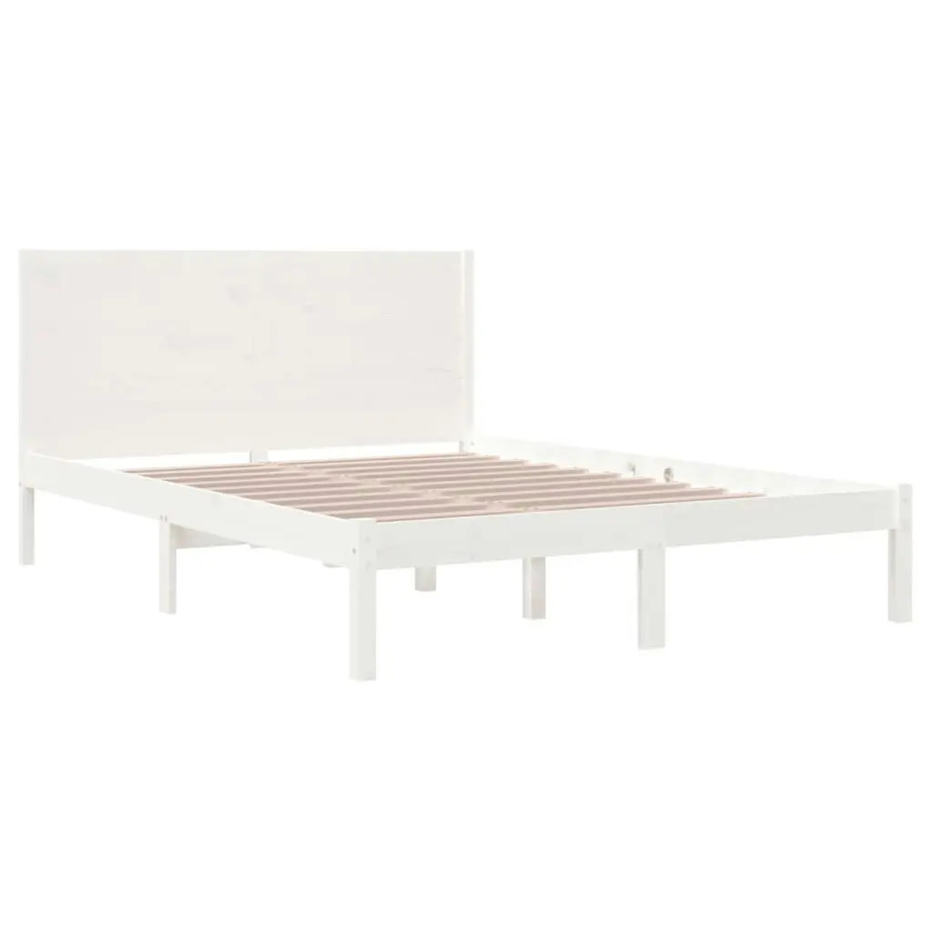 Bed Frame without Mattress White 150x200 cm Solid Wood 3104159