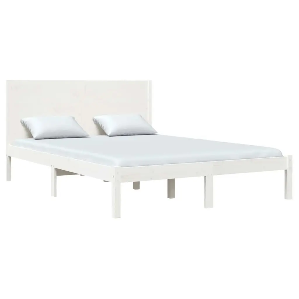 Bed Frame without Mattress White 150x200 cm Solid Wood 3104159