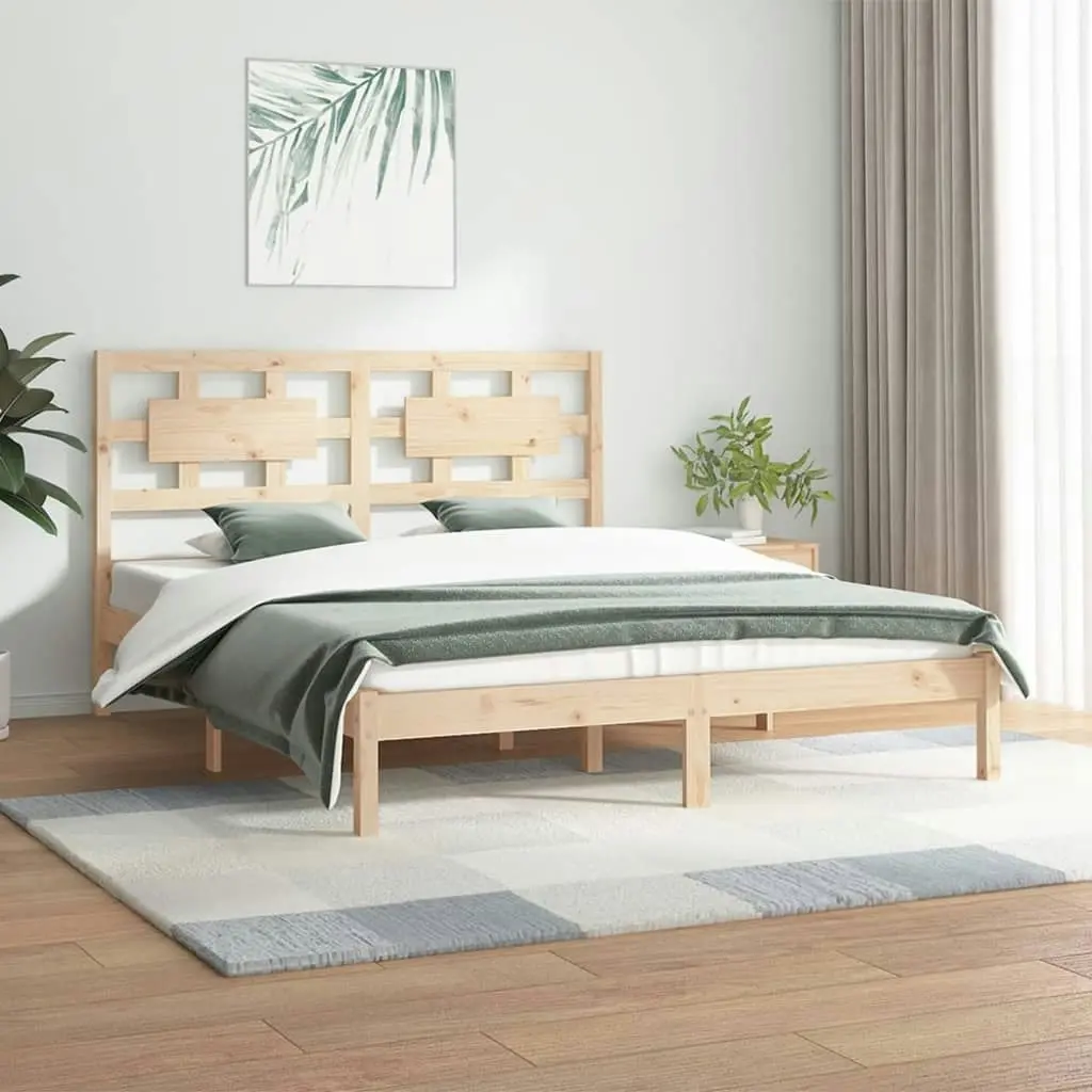 Bed Frame without Mattress 183x203 cm King Solid Wood Pine 3107368