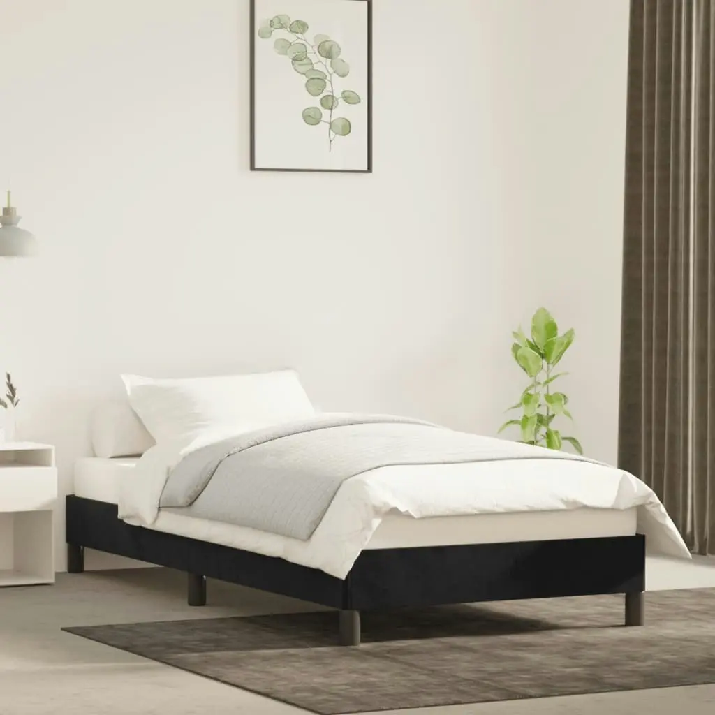 Bed Frame Black 106x203 cm King Single Size Velvet 355757