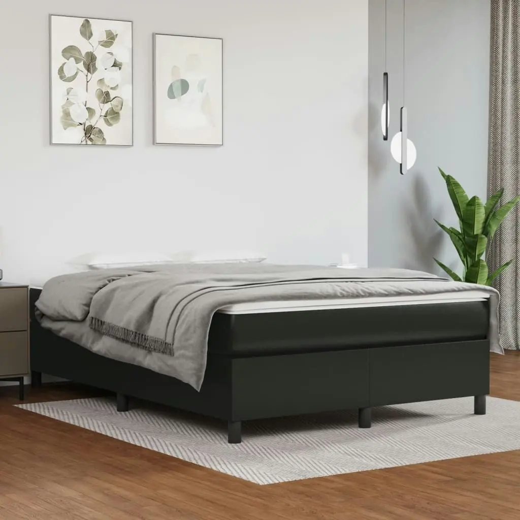 Bed Frame Black 137x187 cm Double Size Faux Leather 3121075