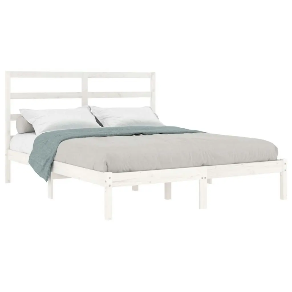 Bed Frame White Solid Wood 137x187 cm Double Size 3104909