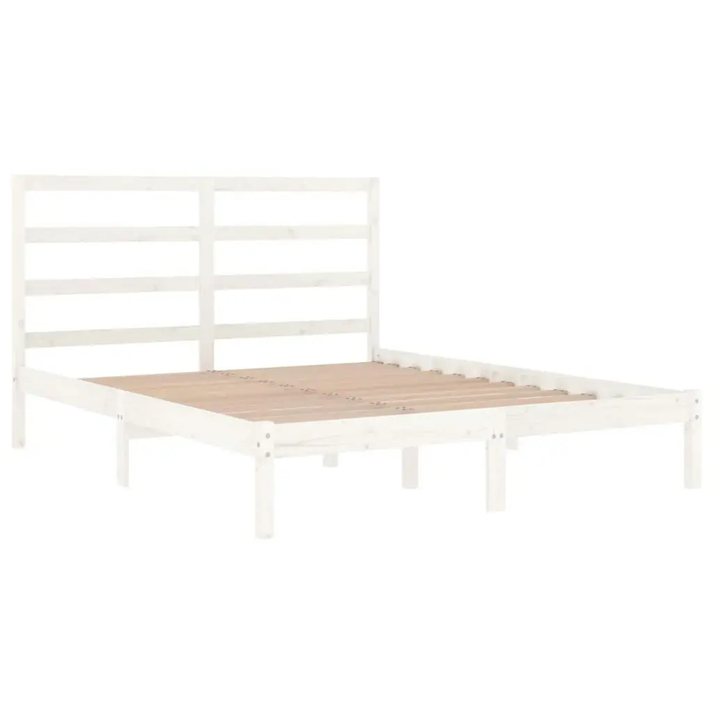 Bed Frame White Solid Wood 137x187 cm Double Size 3104909