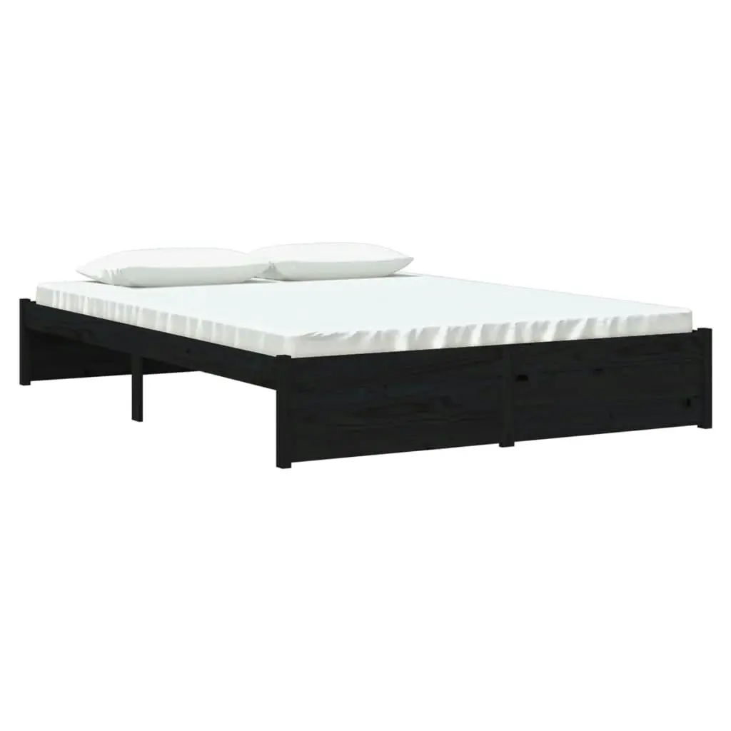 Bed Frame Black Solid Wood 153x203 cm Queen Size 814958