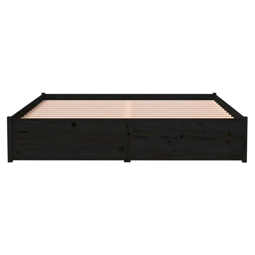 Bed Frame Black Solid Wood 153x203 cm Queen Size 814958