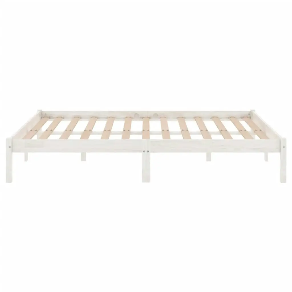 Bed Frame White Solid Wood 137x187 cm Double Size 809993