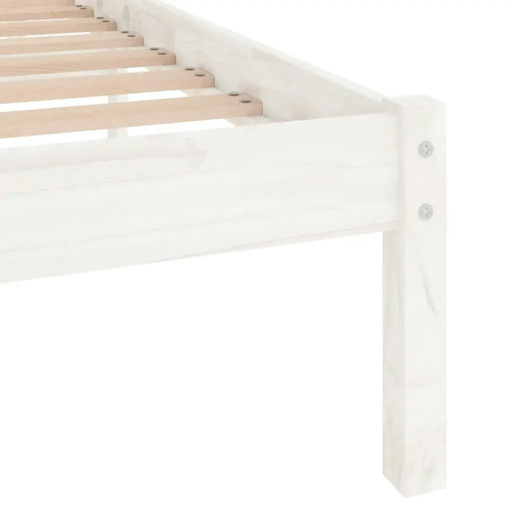 Bed Frame White Solid Wood 137x187 cm Double Size 809993