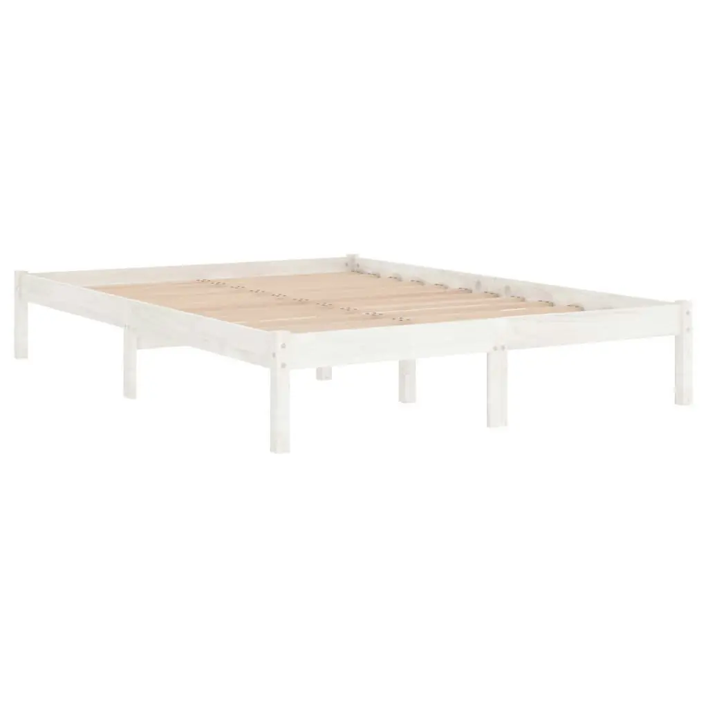 Bed Frame White Solid Wood 137x187 cm Double Size 809993