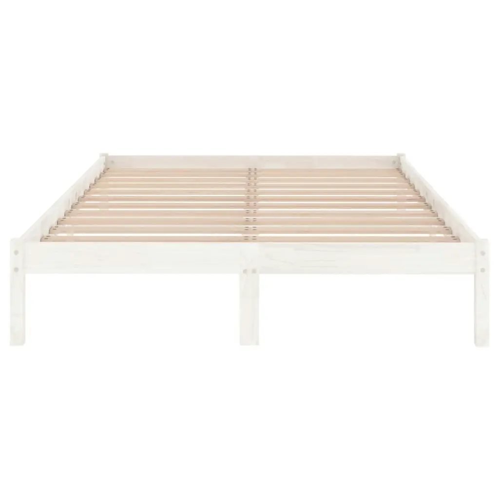 Bed Frame White Solid Wood 137x187 cm Double Size 809993