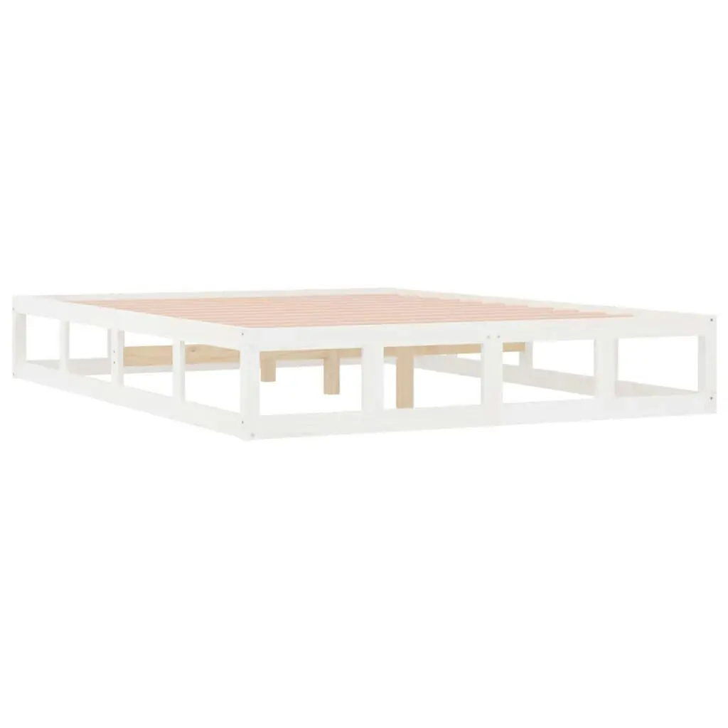 Bed Frame without Mattress White 137x187 cm Double Solid Wood 820797