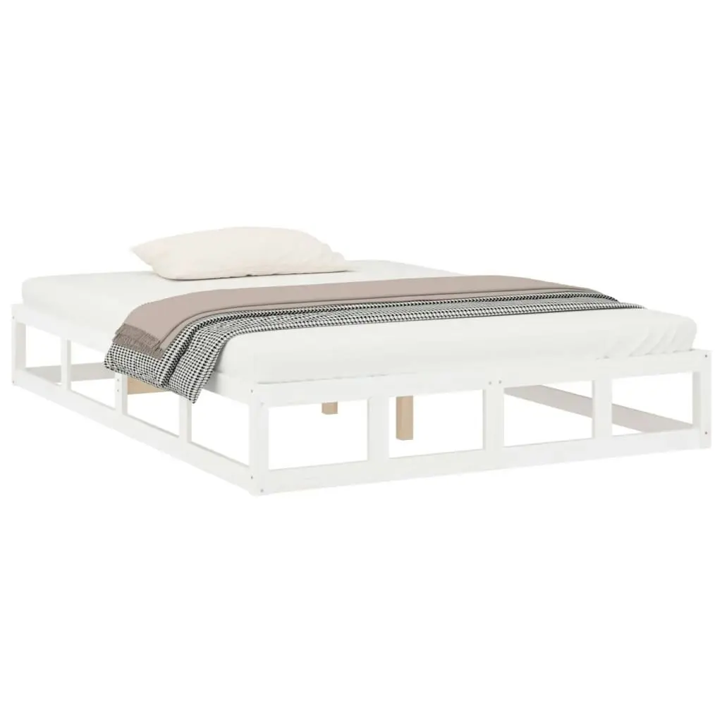 Bed Frame without Mattress White 137x187 cm Double Solid Wood 820797