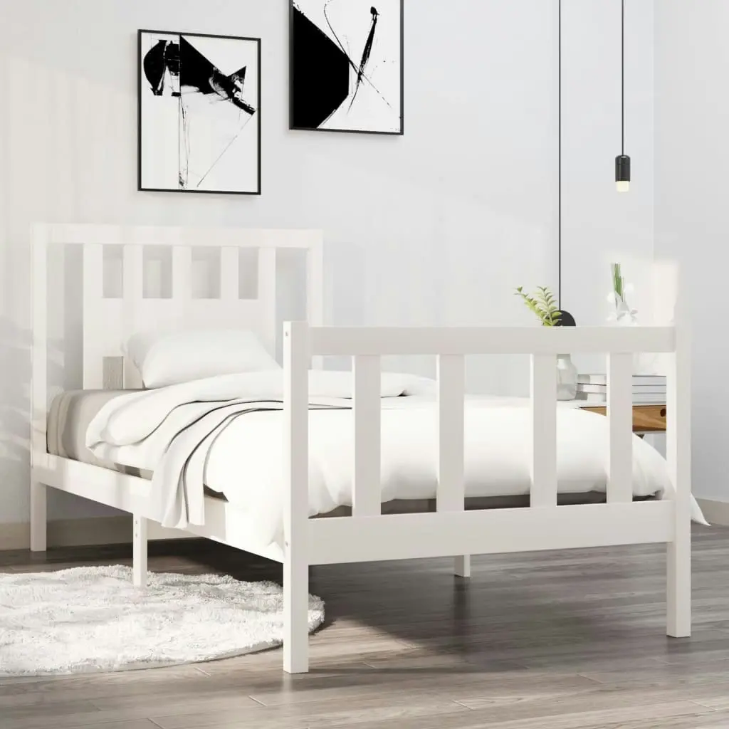 Bed Frame without Mattress White Solid Wood 90x190 cm 3104094