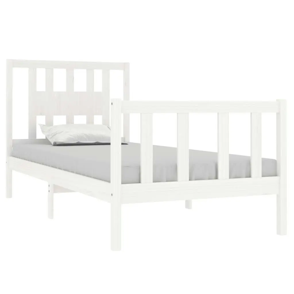 Bed Frame without Mattress White Solid Wood 90x190 cm 3104094