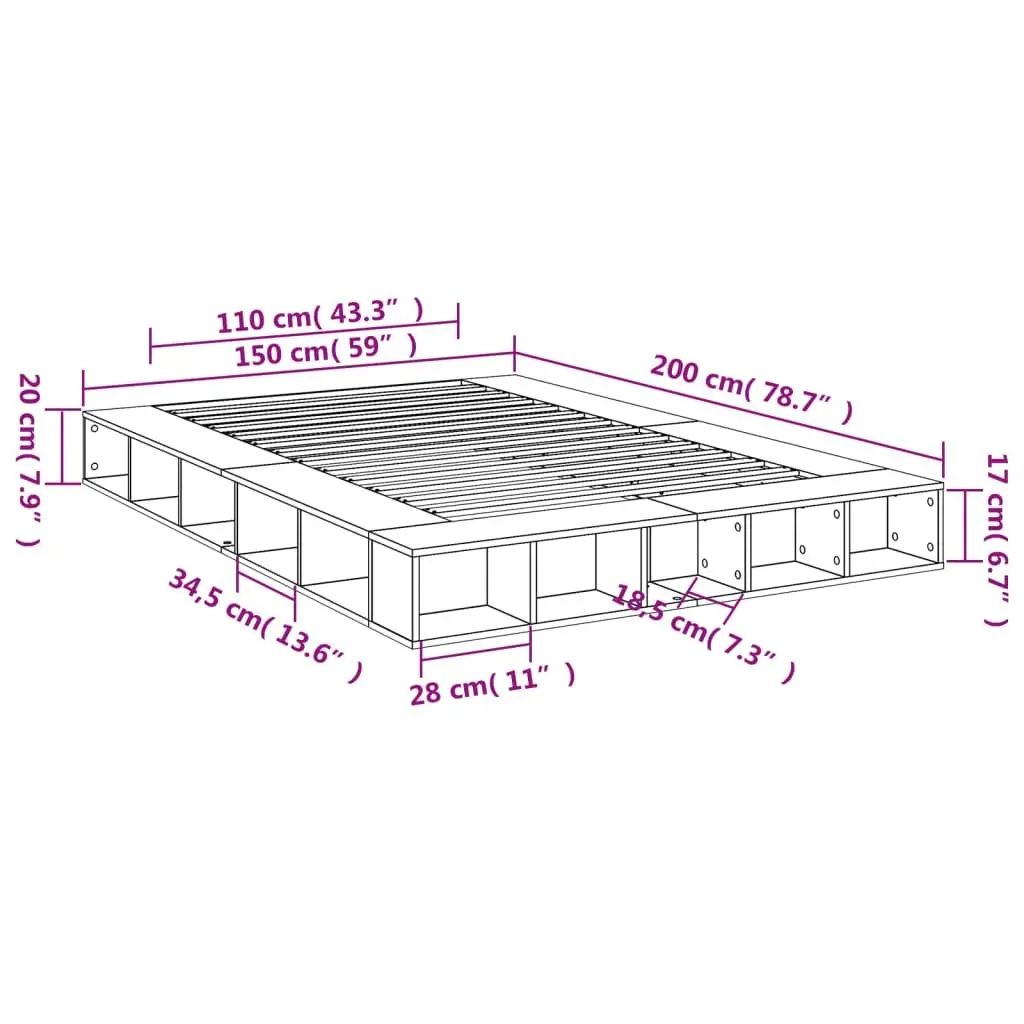 Bed Frame White 150x200 cm Engineered Wood 3280468