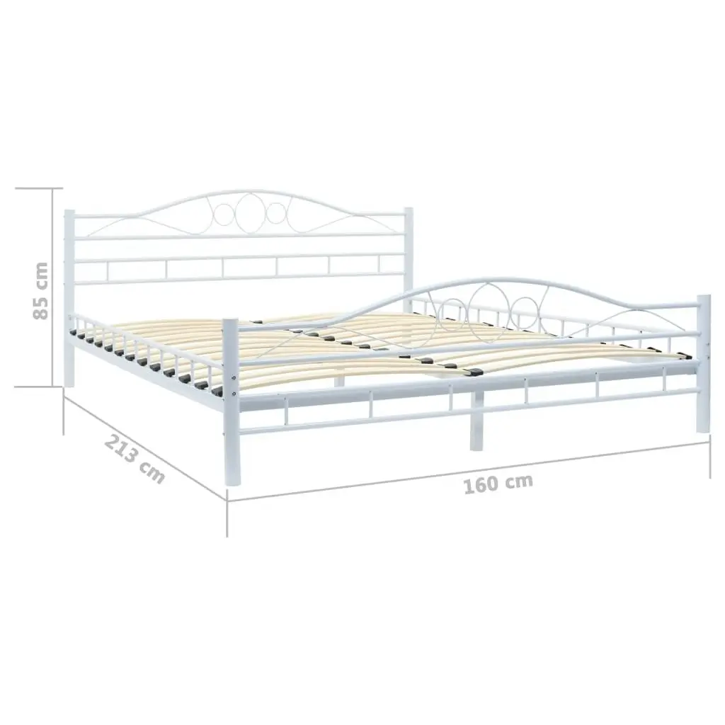 Bed Frame without Mattress White Metal 153x203 cm Queen 247237