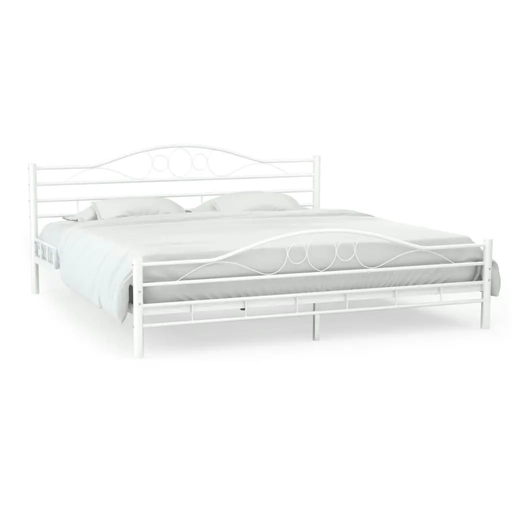 Bed Frame without Mattress White Metal 153x203 cm Queen 247237