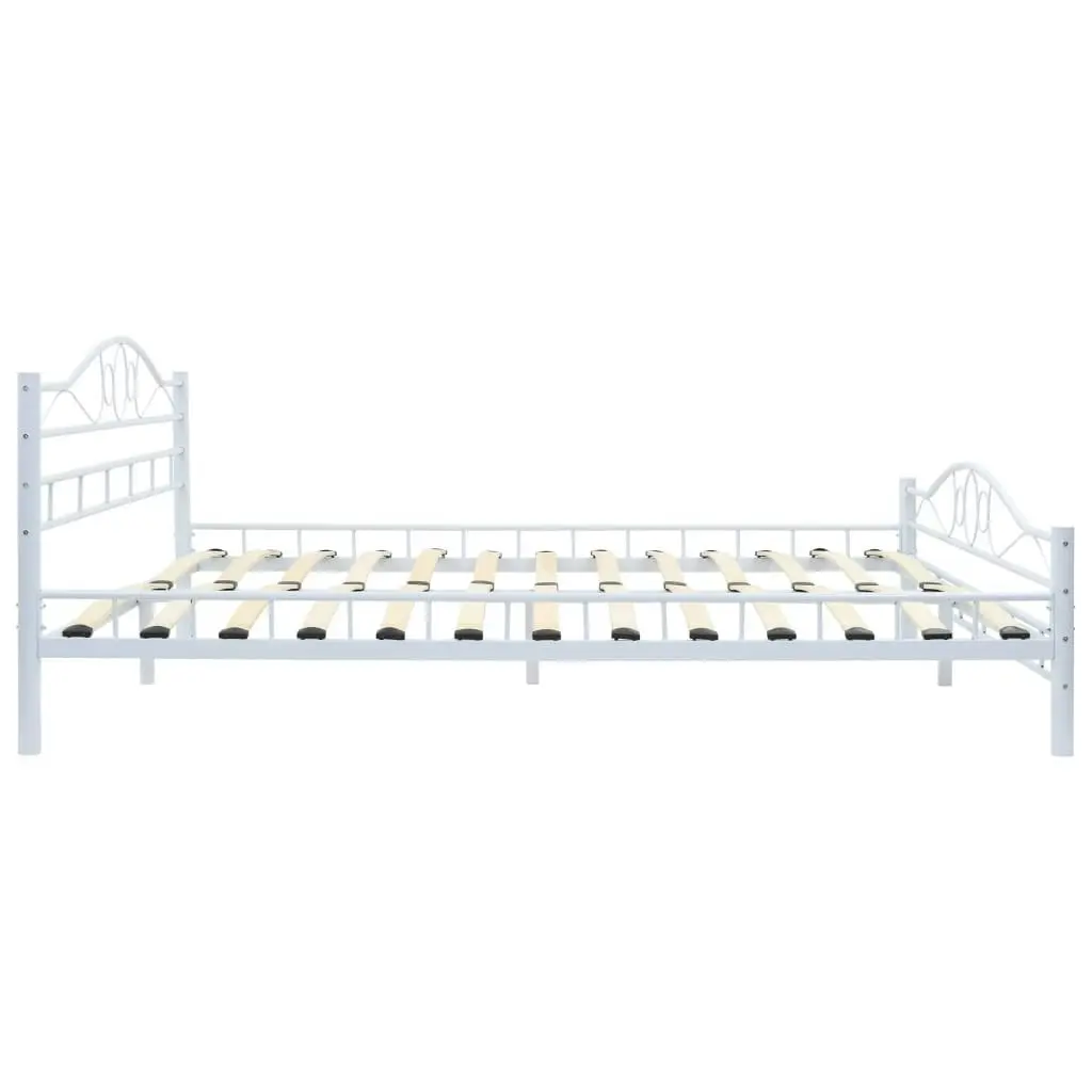 Bed Frame without Mattress White Metal 153x203 cm Queen 247237