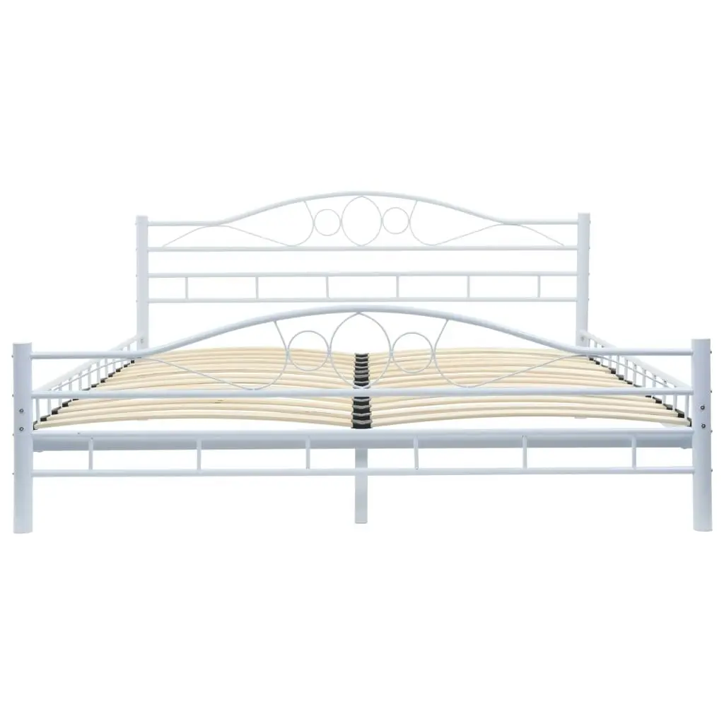 Bed Frame without Mattress White Metal 153x203 cm Queen 247237