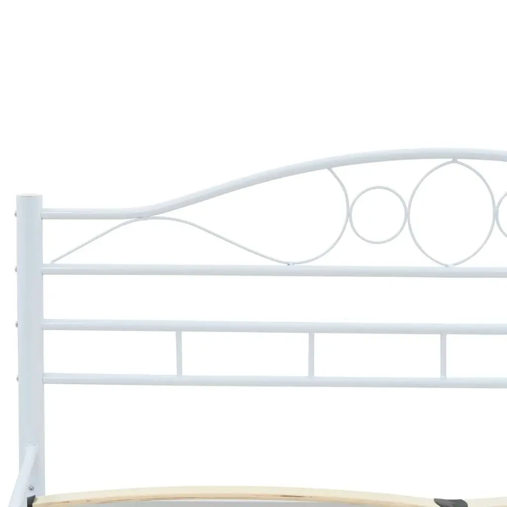 Bed Frame without Mattress White Metal 153x203 cm Queen 247237