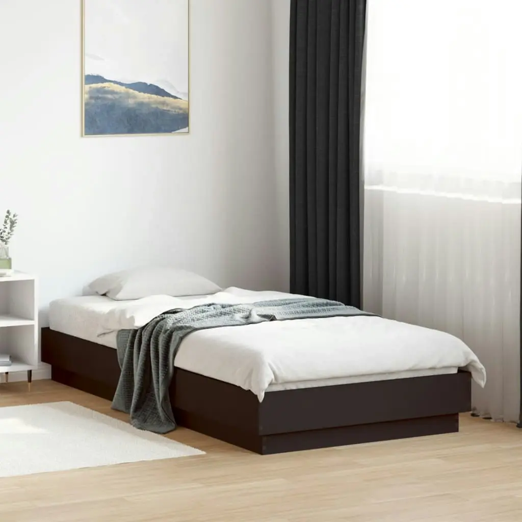 Bed Frame Black 90x190 cm Engineered Wood 839631