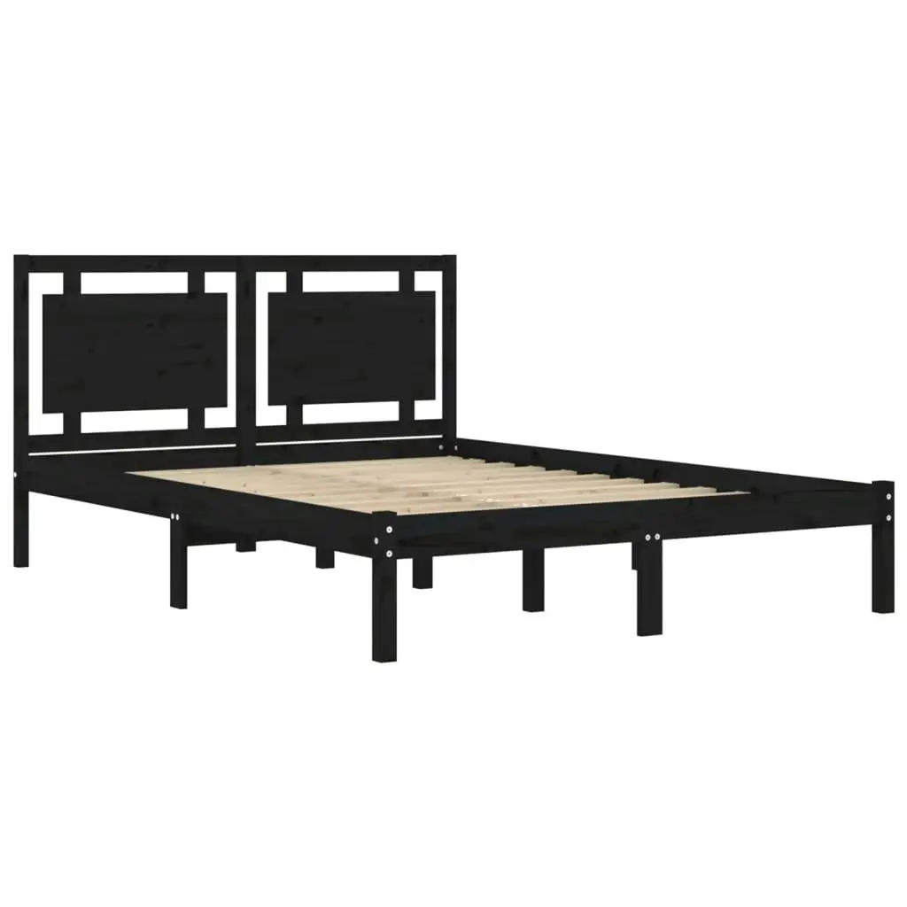 Bed Frame without Mattress Black 135x190 cm Solid Wood 3105514