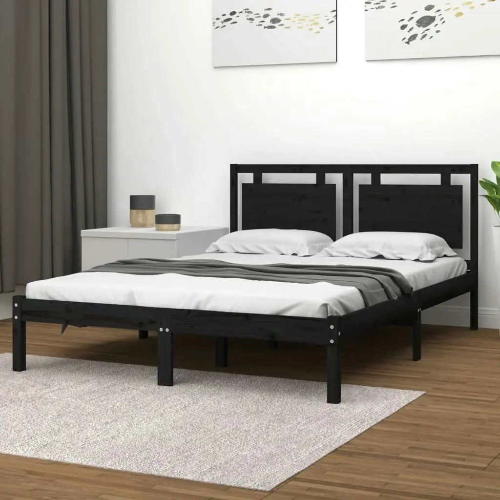 Bed Frame without Mattress Black 135x190 cm Solid Wood 3105514