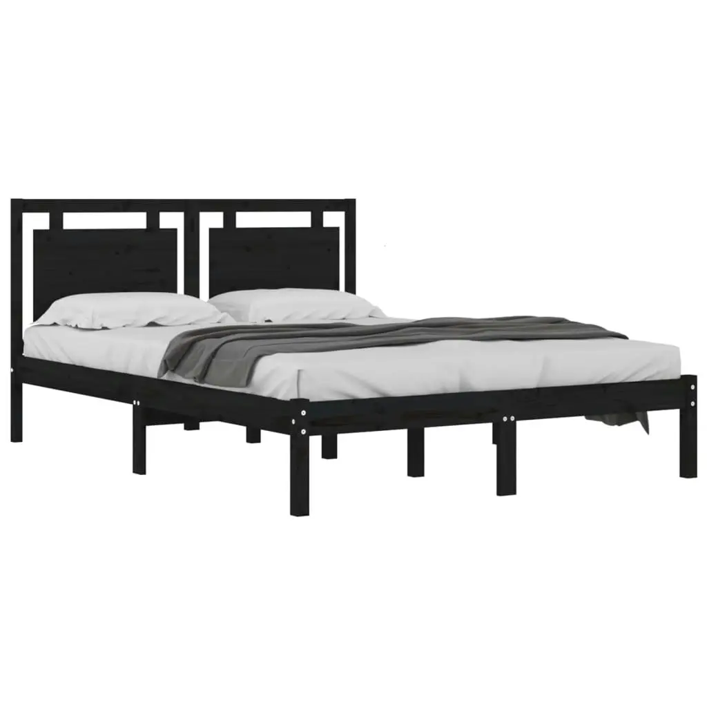 Bed Frame without Mattress Black 135x190 cm Solid Wood 3105514