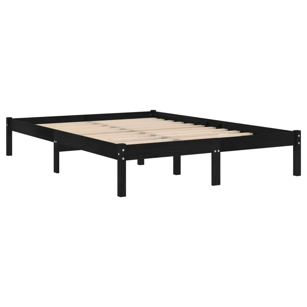 Bed Frame Black Solid Wood 153x203 cm Queen Size 810026