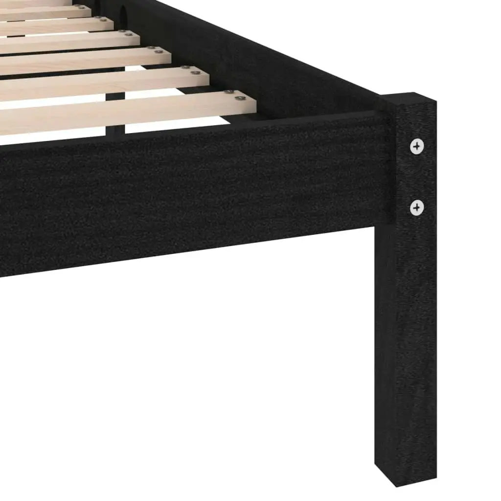 Bed Frame Black Solid Wood 153x203 cm Queen Size 810026