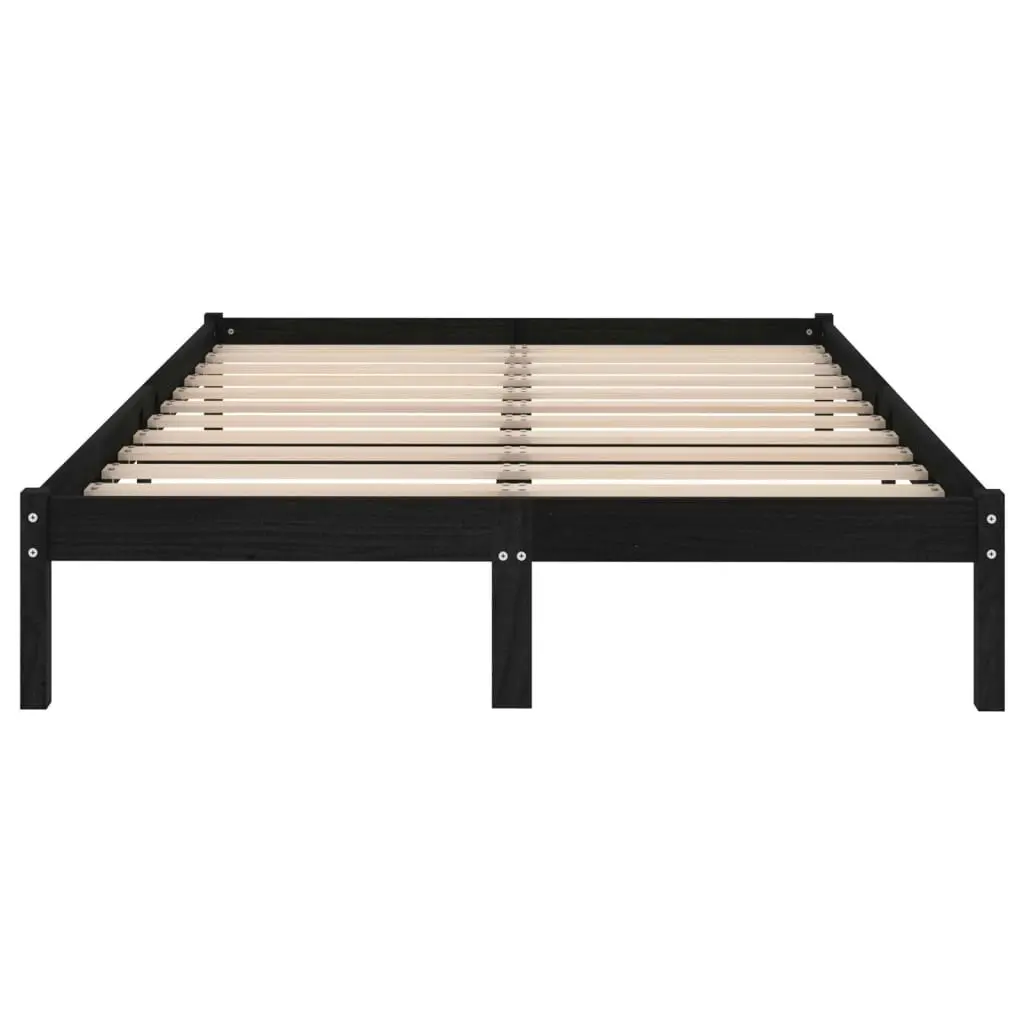 Bed Frame Black Solid Wood 153x203 cm Queen Size 810026