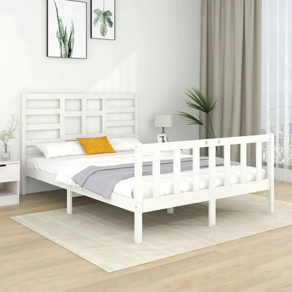 Bed Frame without Mattress White Solid Wood 135x190 cm 3105901