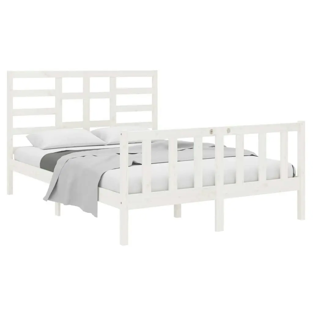 Bed Frame without Mattress White Solid Wood 135x190 cm 3105901