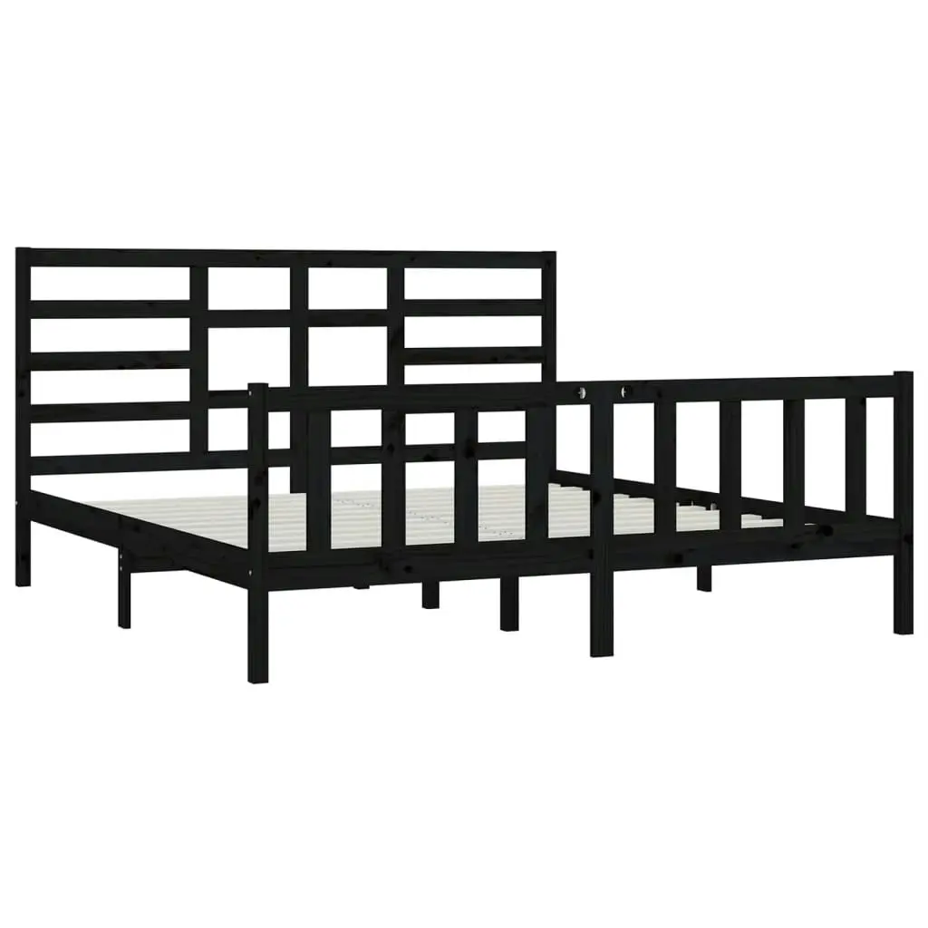 Bed Frame without Mattress Black 183x203 cm King Solid Wood 3107632