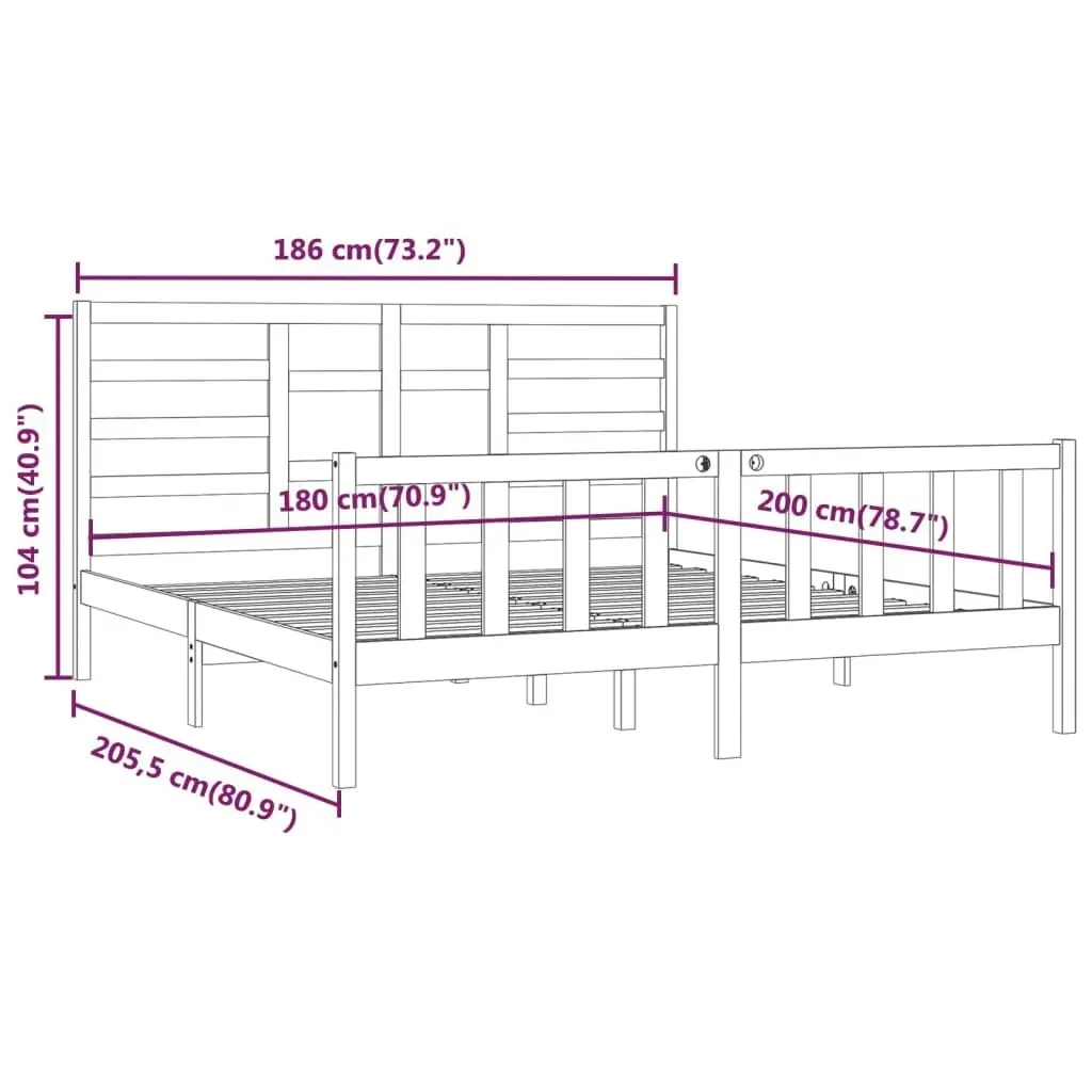 Bed Frame without Mattress Black 183x203 cm King Solid Wood 3107632