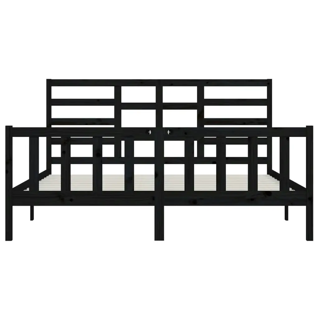 Bed Frame without Mattress Black 183x203 cm King Solid Wood 3107632