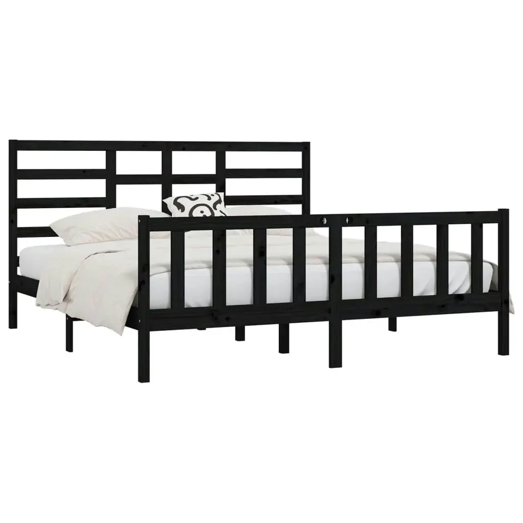 Bed Frame without Mattress Black 183x203 cm King Solid Wood 3107632