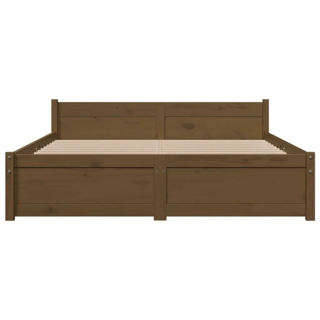 Bed Frame Honey Brown Solid Wood 137x187 cm Double Size 815022