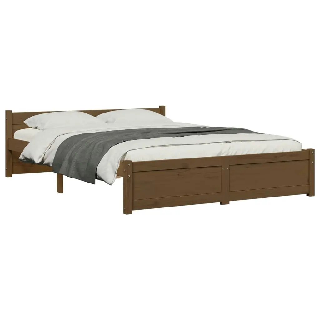 Bed Frame Honey Brown Solid Wood 137x187 cm Double Size 815022