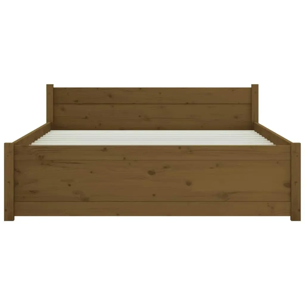 Bed Frame Honey Brown Solid Wood 137x187 cm Double Size 815022