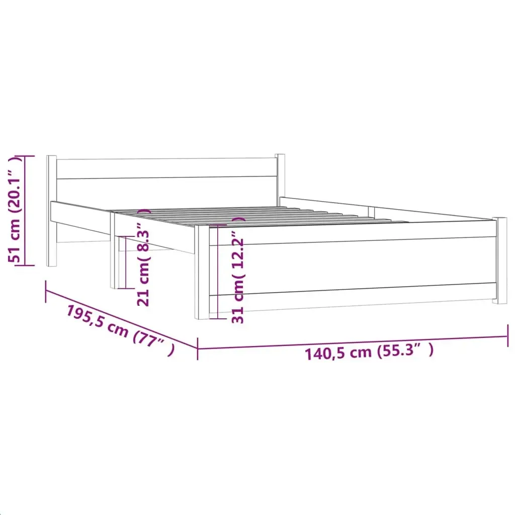 Bed Frame Honey Brown Solid Wood 137x187 cm Double Size 815022