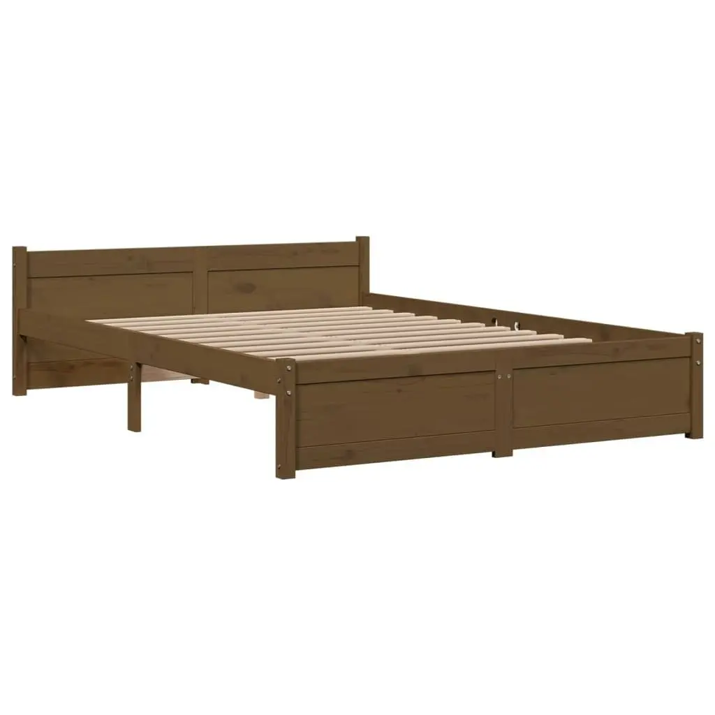 Bed Frame Honey Brown Solid Wood 137x187 cm Double Size 815022