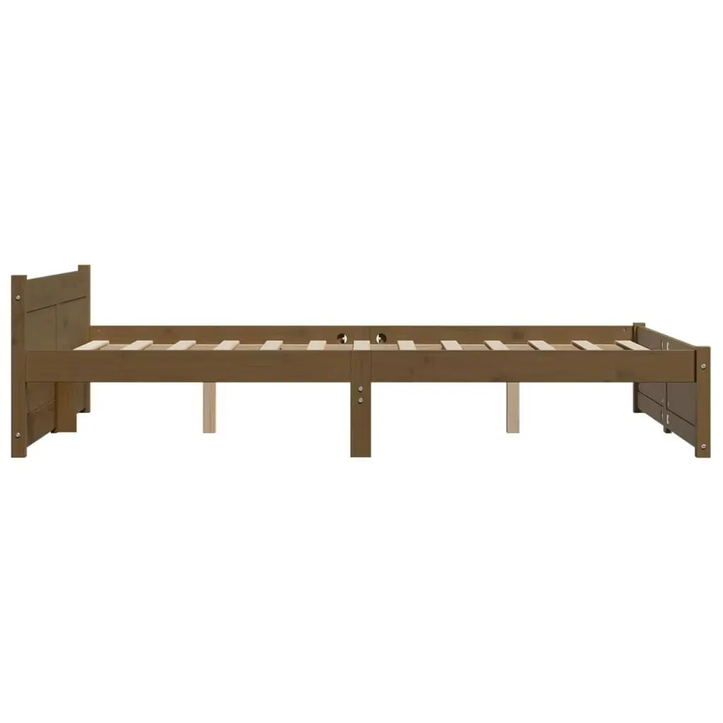 Bed Frame Honey Brown Solid Wood 137x187 cm Double Size 815022